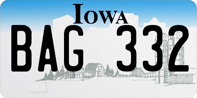 IA license plate BAG332