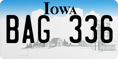 IA license plate BAG336