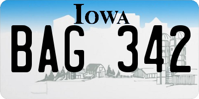 IA license plate BAG342