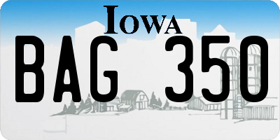 IA license plate BAG350