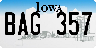 IA license plate BAG357