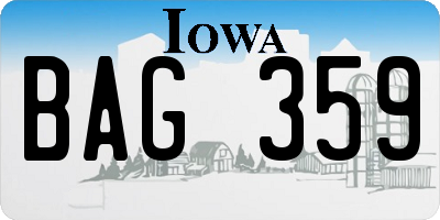 IA license plate BAG359