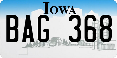 IA license plate BAG368