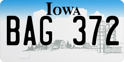 IA license plate BAG372
