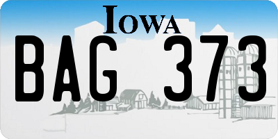 IA license plate BAG373
