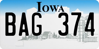 IA license plate BAG374