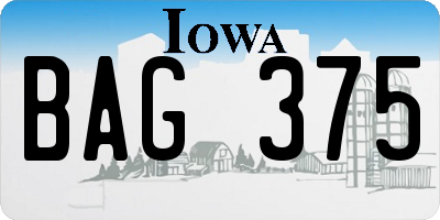 IA license plate BAG375