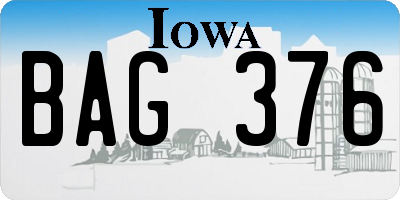 IA license plate BAG376