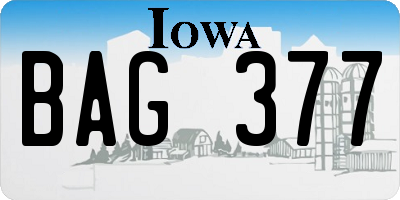 IA license plate BAG377