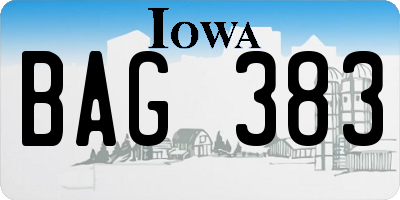 IA license plate BAG383