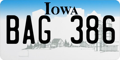 IA license plate BAG386