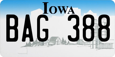 IA license plate BAG388