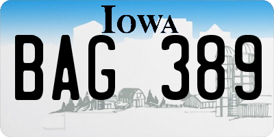 IA license plate BAG389