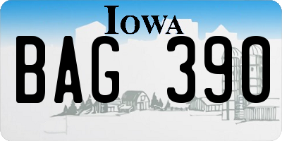 IA license plate BAG390