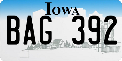 IA license plate BAG392