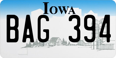 IA license plate BAG394