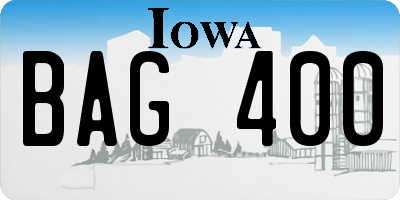 IA license plate BAG400
