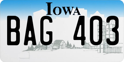 IA license plate BAG403