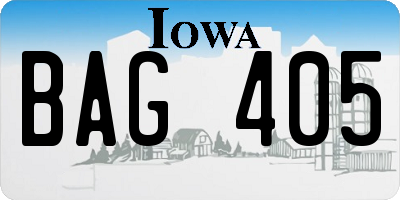 IA license plate BAG405