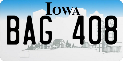IA license plate BAG408