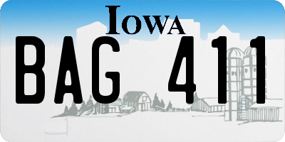 IA license plate BAG411