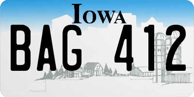 IA license plate BAG412
