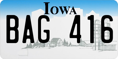 IA license plate BAG416