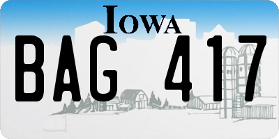 IA license plate BAG417