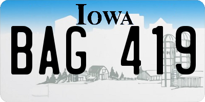 IA license plate BAG419