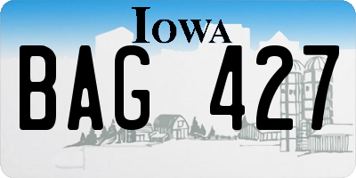 IA license plate BAG427