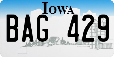 IA license plate BAG429