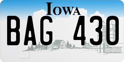 IA license plate BAG430