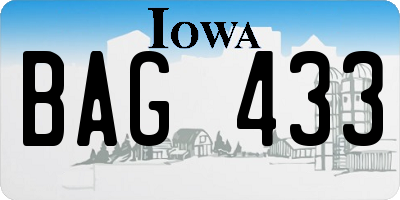 IA license plate BAG433