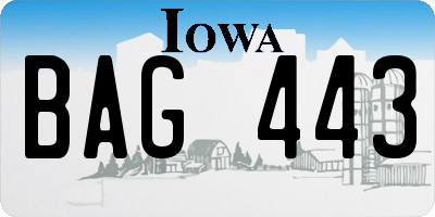 IA license plate BAG443
