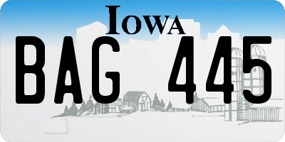 IA license plate BAG445