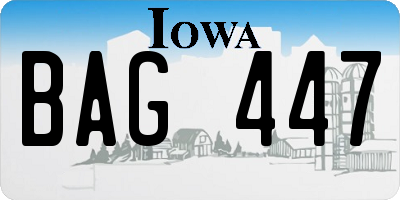IA license plate BAG447