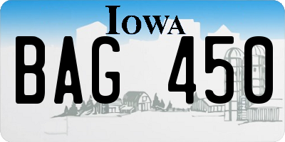 IA license plate BAG450
