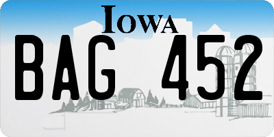 IA license plate BAG452