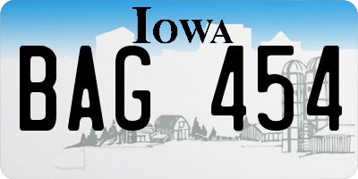 IA license plate BAG454