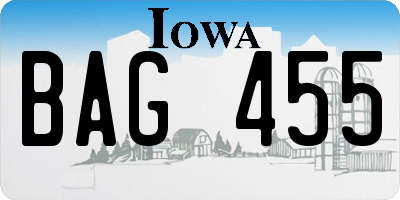 IA license plate BAG455