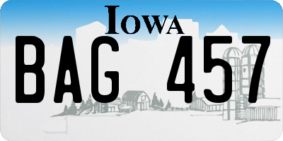 IA license plate BAG457