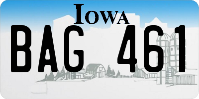 IA license plate BAG461