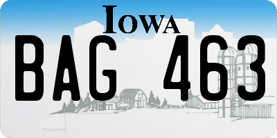 IA license plate BAG463