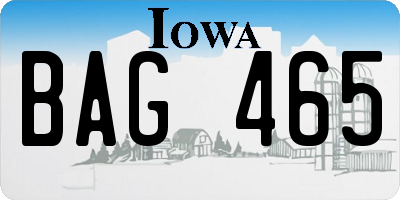 IA license plate BAG465