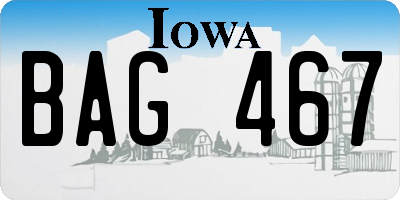 IA license plate BAG467