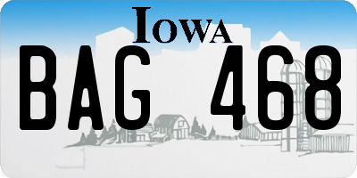 IA license plate BAG468