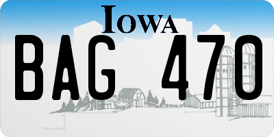 IA license plate BAG470