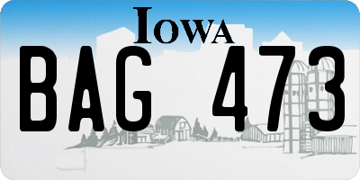 IA license plate BAG473