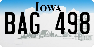 IA license plate BAG498