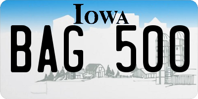 IA license plate BAG500